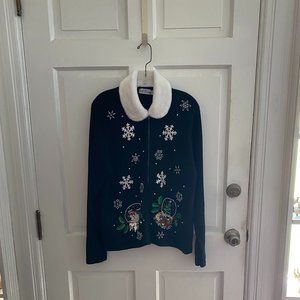 Fur collar Christmas Sweater